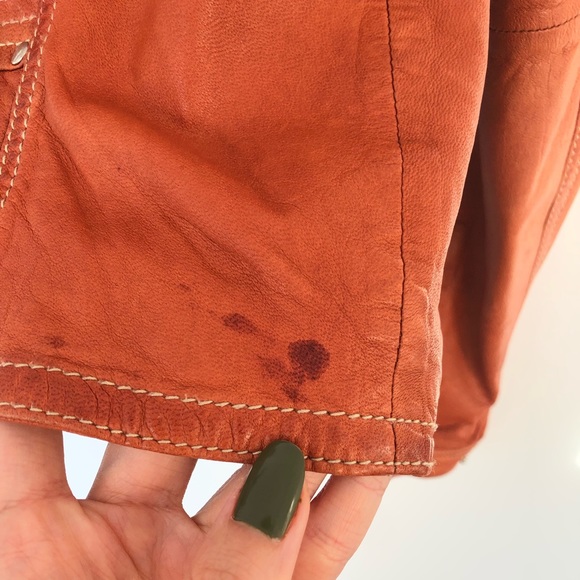 🍊🧡Burnt orange genuine leather jacket extremely soft - Picture 9 of 10